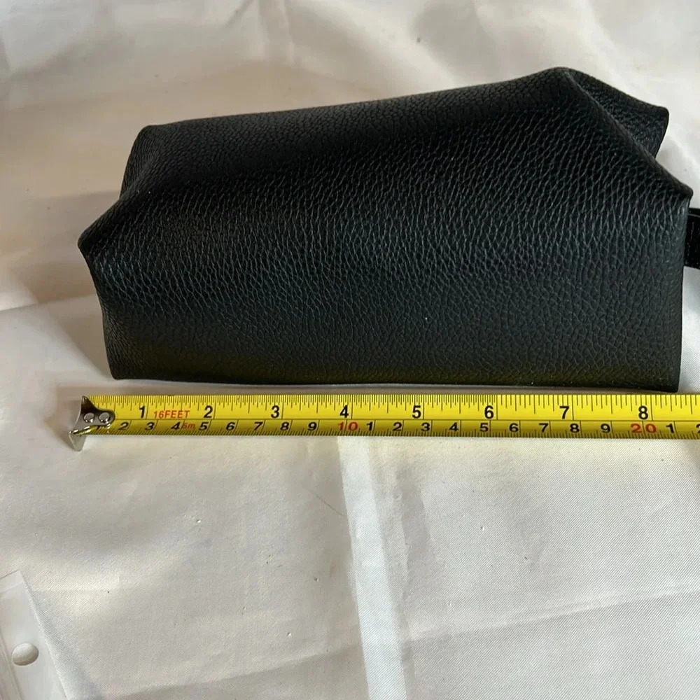 TUMI Zippered Travel Pouch.  Black/Blue.  Black Pebbled Leather.  NWOT - Picture 6 of 9